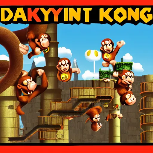 Prompt: donkey kong cover art