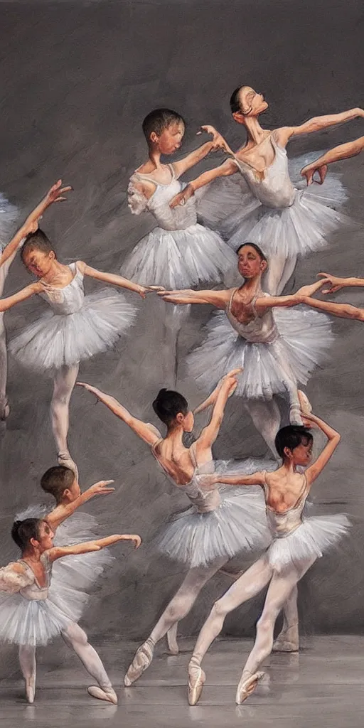Image similar to oil painting scene from ballet school by kim jung gi