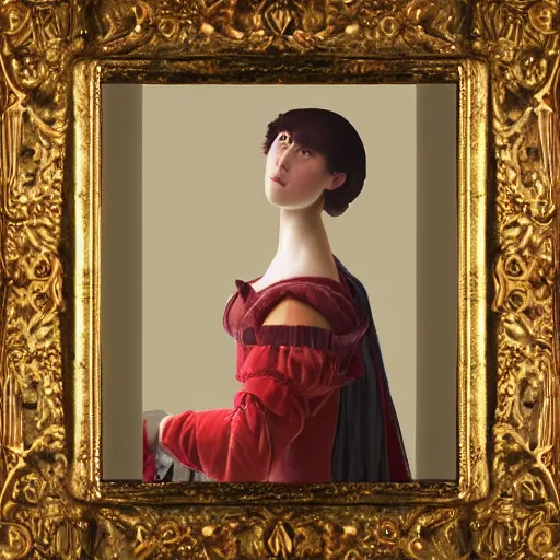 Image similar to Portrait of a Young lady wearing renaissance dress in the style of baroque manga realism 8K