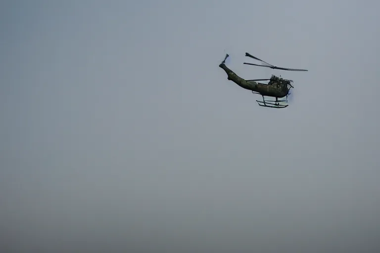 Image similar to closeup portrait of bangladesh army commander jumping from a helicopter, cinematic shot, motion still, atmospheric