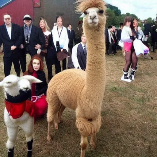 Image similar to Best photo bomb ever award goes to alpaca