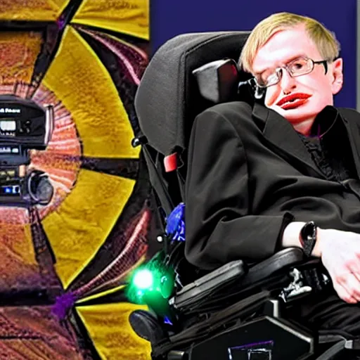 Prompt: stephen hawking wins a brutal lazer tag tournament