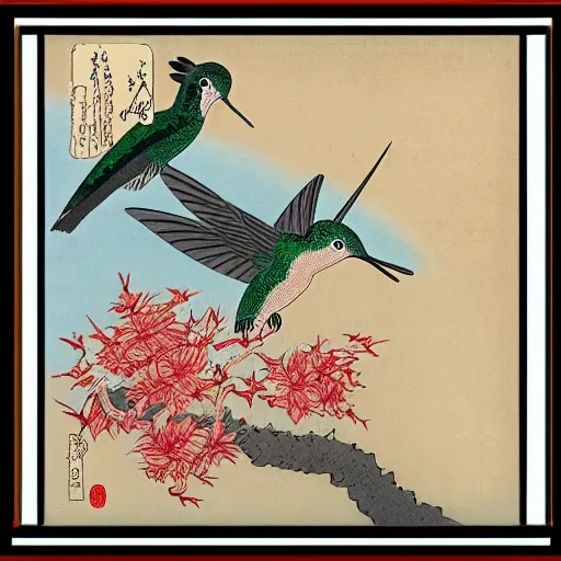 Prompt: hummingbird by hokusai