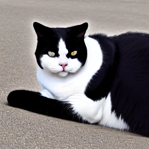 Image similar to the world's biggest cat, tuxedo cat fat, high definition, beautiful award winning photography, 8 k.