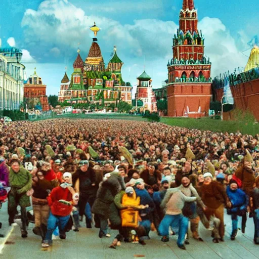 Image similar to heniz beans invades russia, real event, historical event, the beans are attacking moscow, 8 k, reality,