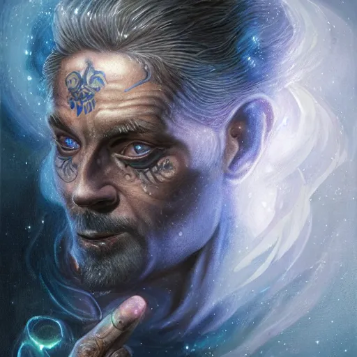 Prompt: an Artstation 3d render of Very very very very highly detailed beautiful mystic portrait of a phantom sorcerer with galaxy, tattoos by Anton Pieck, intricate, extremely detailed, digital painting, artstation, concept art, smooth, sharp focus, illustration, intimidating lighting, incredible art,