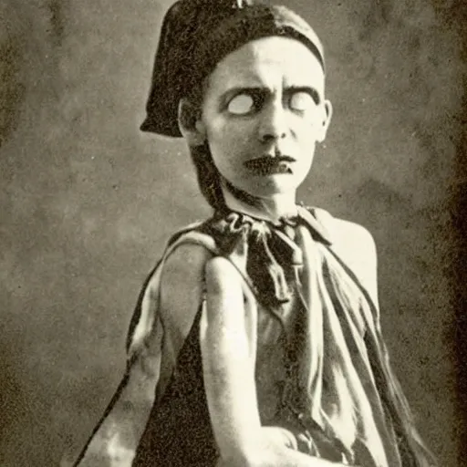 Prompt: Scary evil witch, 1900s photograph