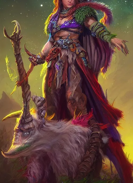 Image similar to druid, dndbeyond, bright, colourful, realistic, dnd character portrait, full body, pathfinder, pinterest, art by ralph horsley, dnd, rpg, lotr game design fanart by concept art, behance hd, artstation, deviantart, hdr render in unreal engine 5