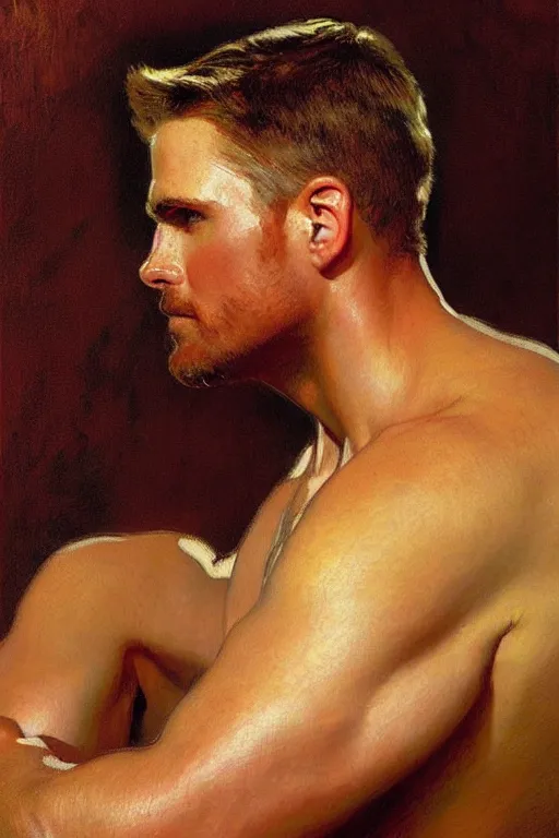 Image similar to stephen amell, painting by gaston bussiere, craig mullins, j. c. leyendecker, edgar degas