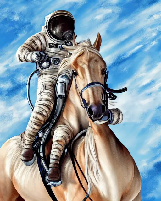 Image similar to horse sitting on top of on top of astronaut, artstation