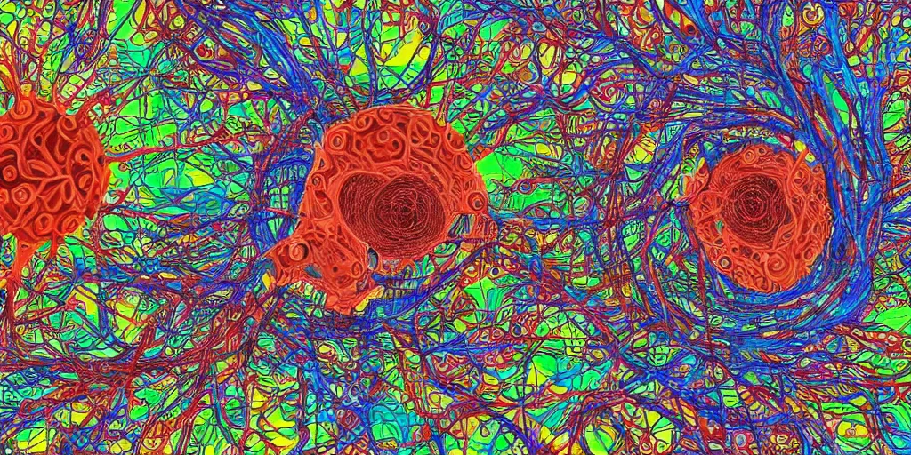 Prompt: biological valve body megastructure in the style of dr. seuss, intricate colorful masterpiece, hyper detailed, hd