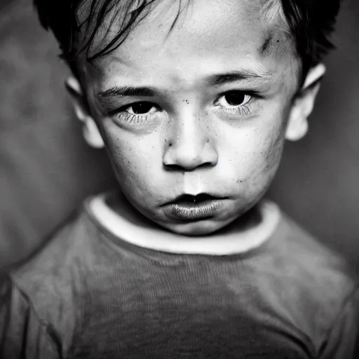 Prompt: portrait an ugly child, black & white