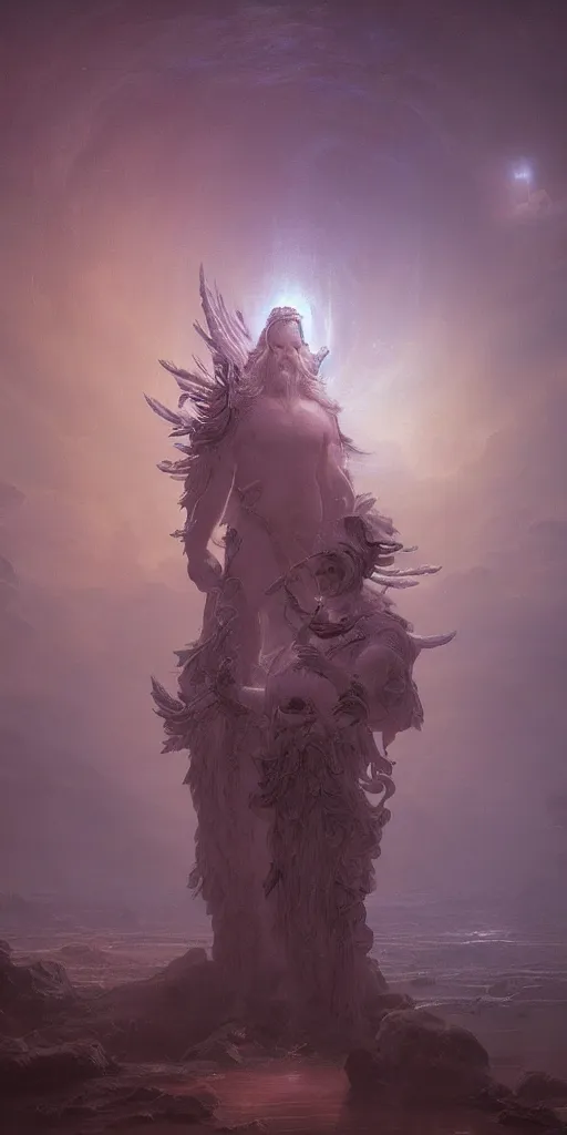Prompt: illustration of a bioluminescent god by ivan aivazovski, realism, digital art, realistic, intricate detail, octane renderer, unreal engine, trending on artstation and cgsociety