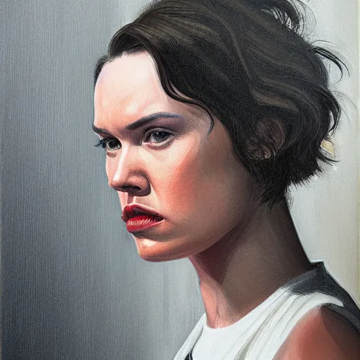 Image similar to portrait of daisy ridley or adam driver by greg ruthkowski