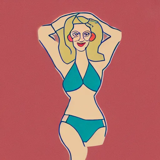 Image similar to a sticker illustration of a woman in a bikini