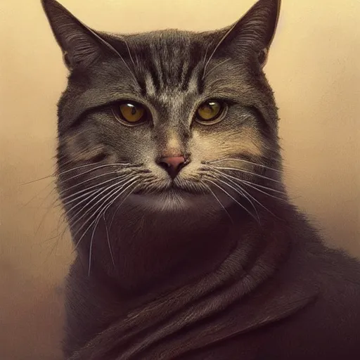 Prompt: portrait painting of a cat, ultra realistic, concept art, intricate details, eerie, highly detailed, photorealistic, octane render, 8 k, unreal engine. art by artgerm and greg rutkowski and alphonse mucha