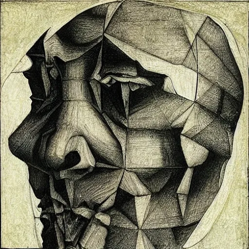 Image similar to devil by leonardo davinci and mc escher