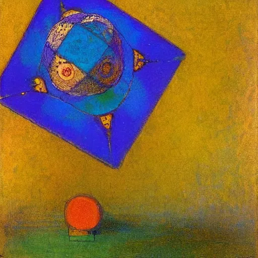 Image similar to The Platonic Solids by Odilon Redon (1883)