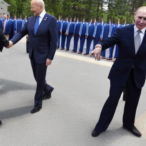 Prompt: Joe Biden shaking Putin's Hand