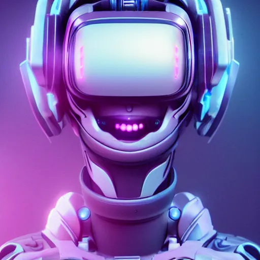 Prompt: cyberpunk concept cool cyborg bot, cinema 4 d, galaxy, cosmos, ufo, space sci - fi, wearing vr goggles, illustration, portrait, pastel neon textured background night, trending on artstation, greg rutkowski, octane rendered, 1 2 k, detailed,