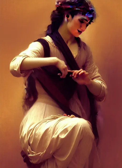 Prompt: most beautiful painting in the world by william - adolphe bouguereau, john singer sargent, digital painting, artstation, concept art, smooth, sharp focus, warm lighting,