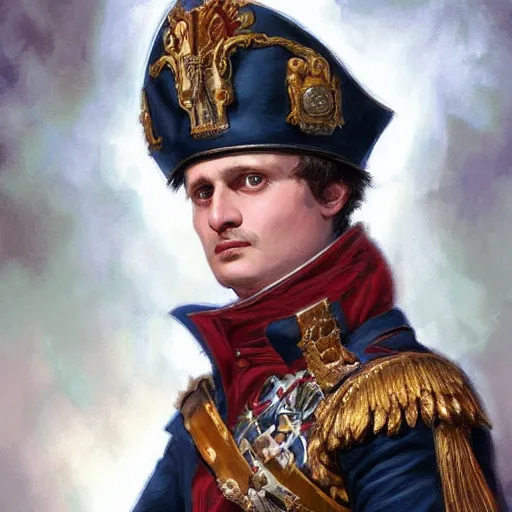 Image similar to Napoleon Bonaparte as a fantasy D&D character, portrait art by Donato Giancola and James Gurney, digital art, trending on artstation