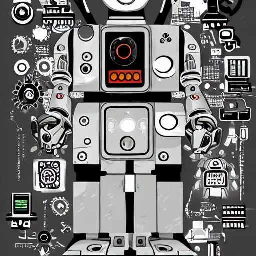 Image similar to A robot illustrated by Brosmind