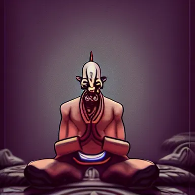 Image similar to zportre of an adhd psychonautistic trader in shape of zen devil, digital painting, highly detailed