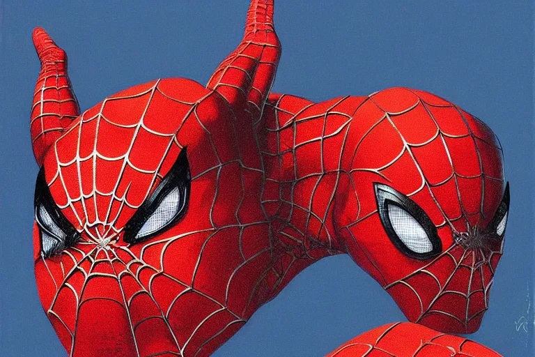 Prompt: Spider-Man with a deformed pig face by beksinski