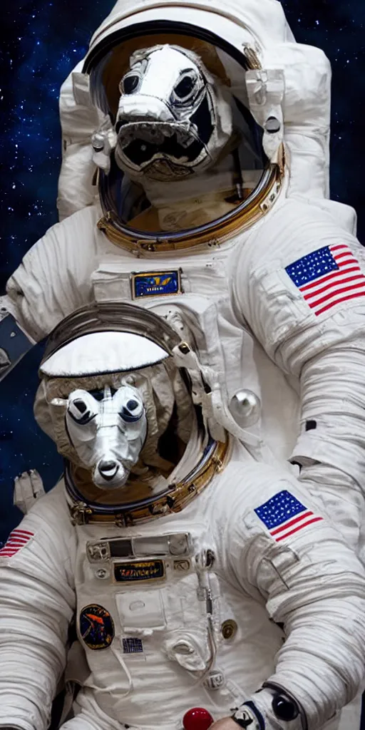 Prompt: astronaut wearing horse head mask