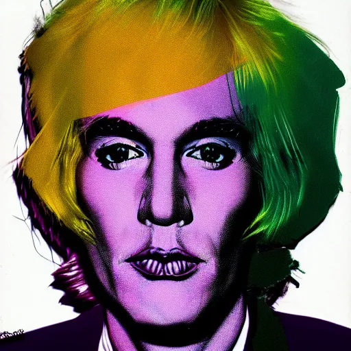 Prompt: An extremely psychedelic portrait of Andy Warhol, surreal, LSD, face, detailed, intricate, elegant, lithe, highly detailed, digital painting, artstation, concept art, smooth, sharp focus, illustration