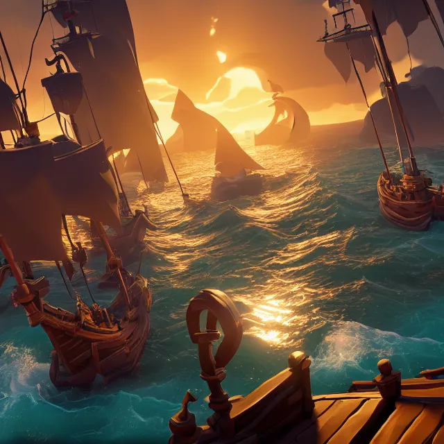 Image similar to sea of thieves, detailed, 4 k