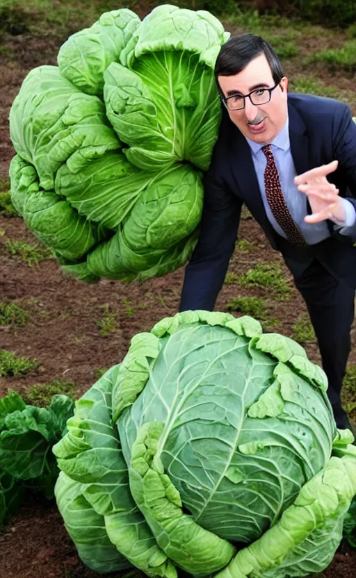 Image similar to john oliver throwing a cabbage