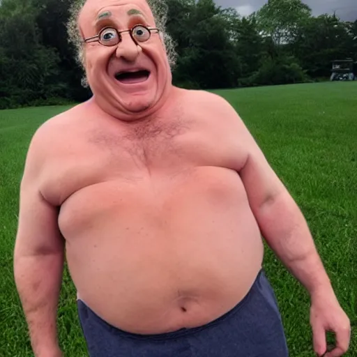 Image similar to human strawbarry with danny devito face