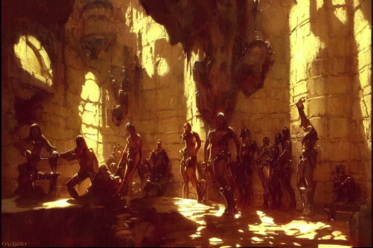 Image similar to dungeon, painting by gaston bussiere, craig mullins, j. c. leyendecker, tom of finland