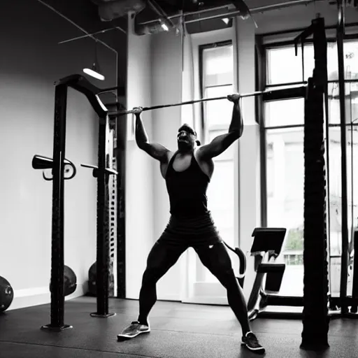 Prompt: A frog lifting weights at the gym, studio photography