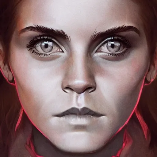 Image similar to Very funny Emma Watson looking like an old monkey, colorful painting on grey scale face, powerful , magic, thunders, dramatic lighting, intricate, wild, highly detailed, digital painting, artstation, concept art, smooth, sharp focus, illustration, art by artgerm and greg rutkowski and alphonse mucha, footage