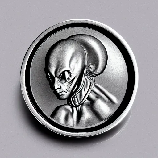 Image similar to gray alien silver coin