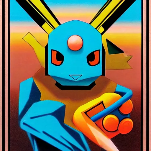 Image similar to bauhaus pokemon portrait airbrushed in style of 1 9 8 0 sci - fi, hip hop album cover art, conceptual mystery pokemon, intricate detailed painting, illustration sharp detail, manga 1 9 9 0