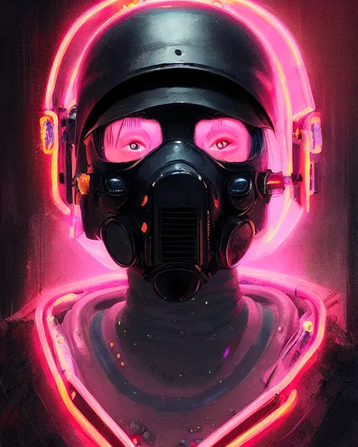 Image similar to detailed portrait neon female swat officer, cyberpunk futuristic, neon, futuristic face mask, reflective puffy coat, decorated with traditional japanese by ismail inceoglu dragan bibin hans thoma greg rutkowski alexandros pyromallis nekro rene margitte, fire & smoke, illustrated, perfect face, fine details, realistic shaded, fine - face, pretty face