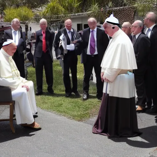 Prompt: scott morrison dressed as the pope