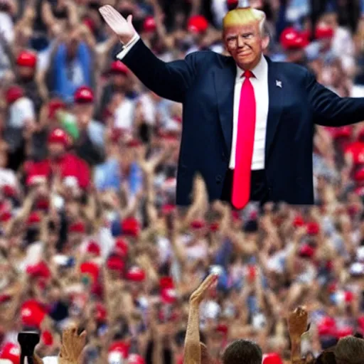 Image similar to still of donald trump saluting hitler at a rally, hyper realistic photo