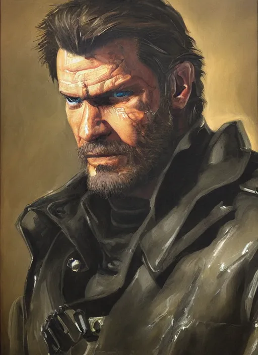 Prompt: punished snake big boss by michelangelo, oil painting, portrait