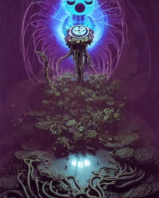 Prompt: the platonic ideal of flowers, rotting, insects and praying of cletus kasady carnage thanos davinci dementor wild hunt chtulu mandelbulb felix the cat doctor manhattan bioshock, caustic, ego death, decay, dmt, psilocybin, concept art by randy vargas and greg rutkowski and zdzisław beksinski