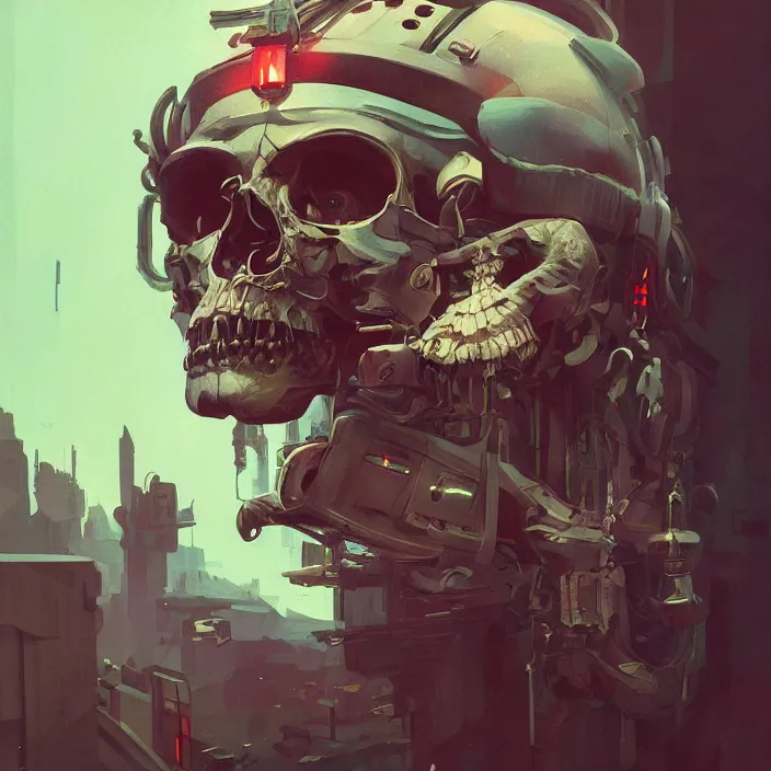 Image similar to a beautiful painting of a cyberpunk skull by sergey kolesov and pascal blanche and rhads and tony skeor. in style of film noir illustration, symmetry, sci fi, hyper detailed. octane render. trending on artstation