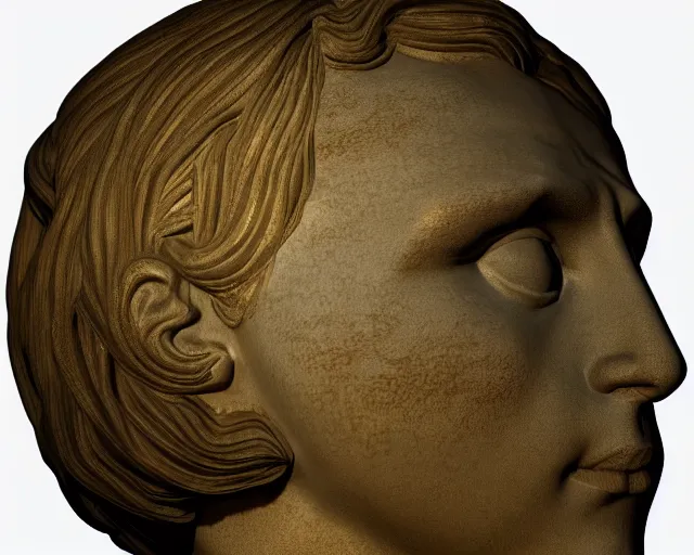 Image similar to 3 d render of a renaissance sculpture head, with neon art, hyper detailed