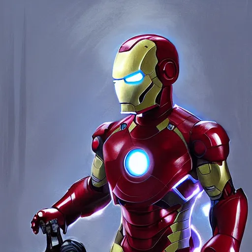 Image similar to i am baby iron man by greg rutkowski