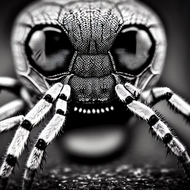 Image similar to man with scary spider face, highly detailed, 8 k, hdr, smooth, sharp focus, high resolution, award - winning photo