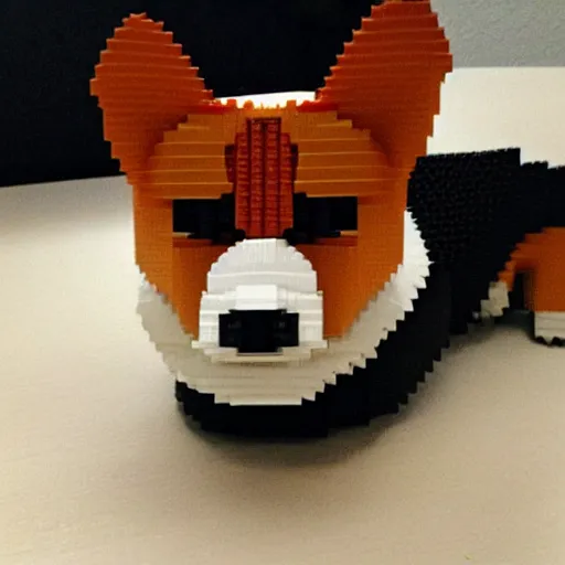 Prompt: portrait of a corgi from lego blocks