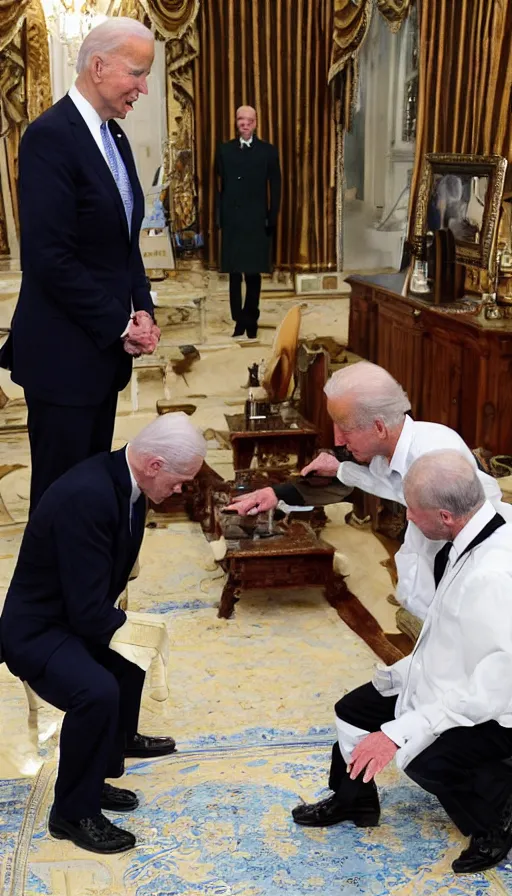 Image similar to photo biden on his knees asks for forgiveness from ivan the terrible